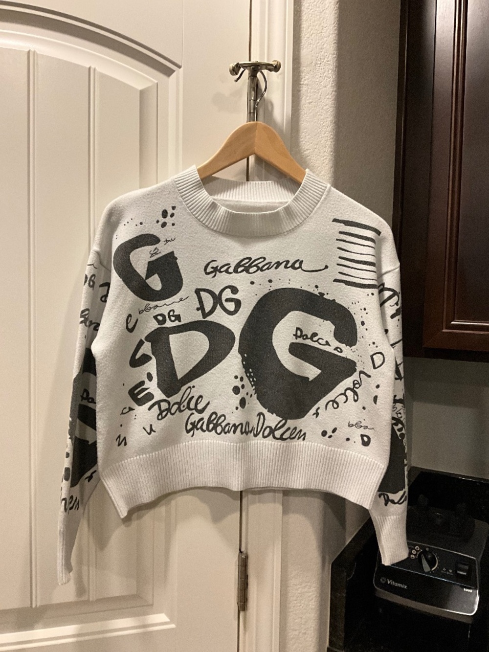 Dolce & Gabbana Cropped Graffiti Sweater